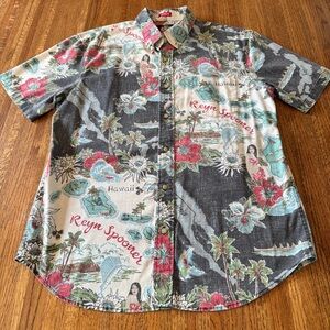 Reyn Spooner Men's Status Oceanic Weekend Wash Tailored Fit Hawaiian Shirt L